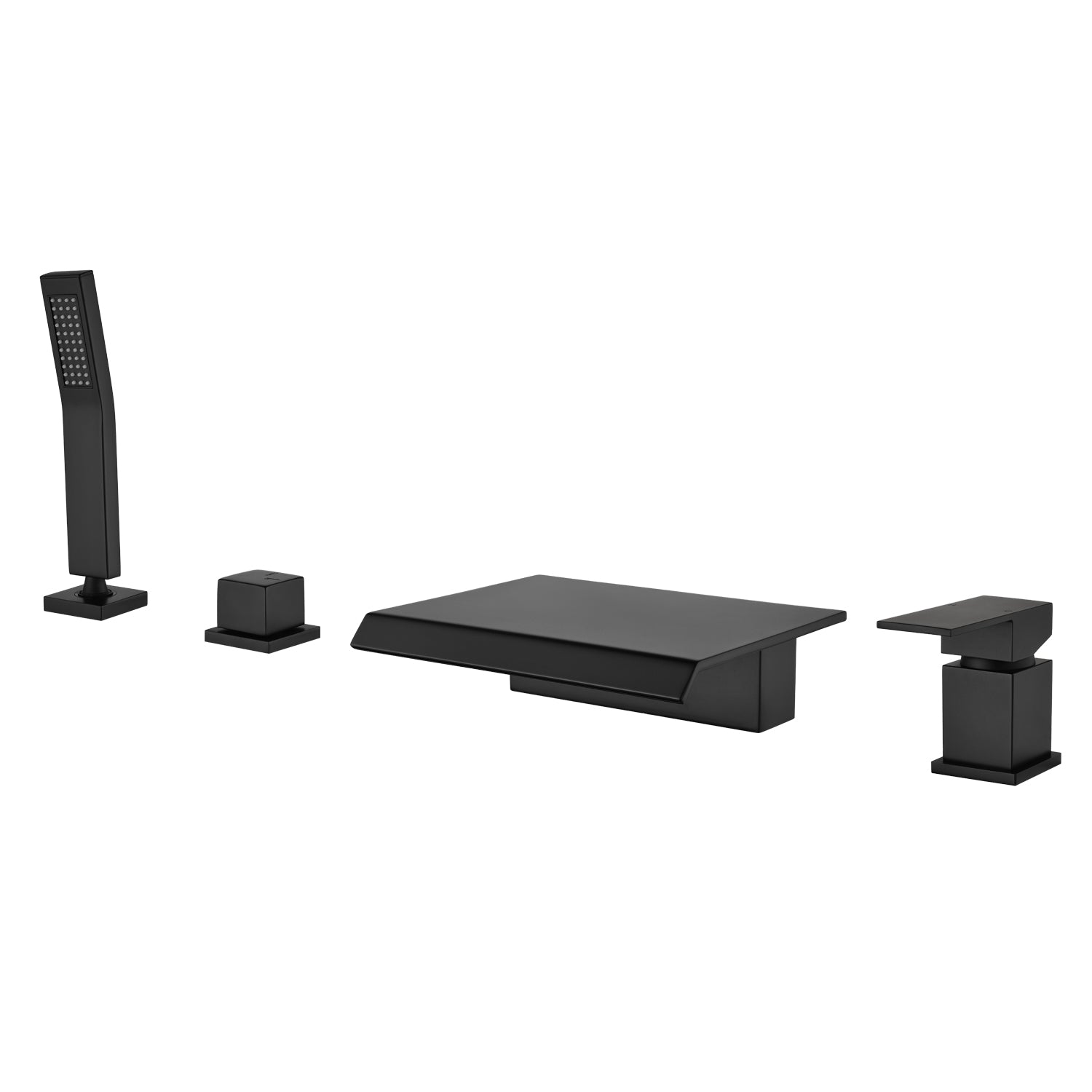 Alt View 1. Boyel Living - Black Polygonal Bathtub Faucet with Handheld Shower and Waterfall Outlet Cold and Hot Dual Control - Matte Black.