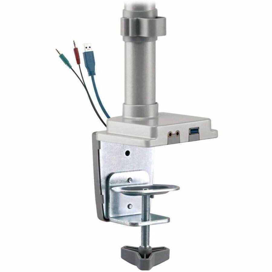 Alt View 5. Tripp Lite - Eaton Tripp Lite Series Dual-Display Gas-Arm Mount for 13" to 34" Monitors - Clamp or Grommet, USB, Audio Ports - Silver.
