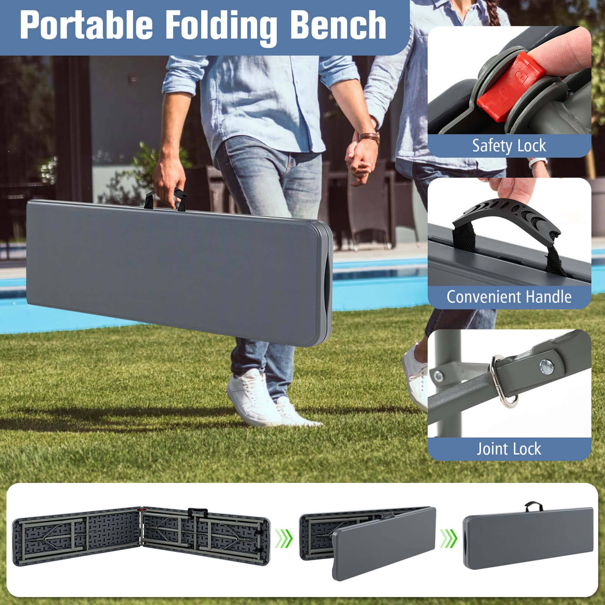 Portable Folding Bench, Safety Lock, Convenient Handle, Joint Lock
