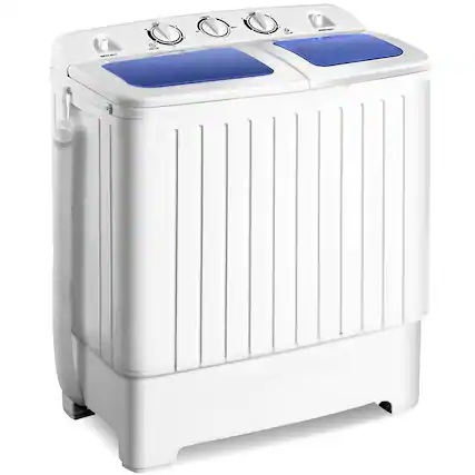 Front. HONGGE - Portable Compact Twin Tub Washing Machine with Spinner and Wash Timer for Home Use - White.