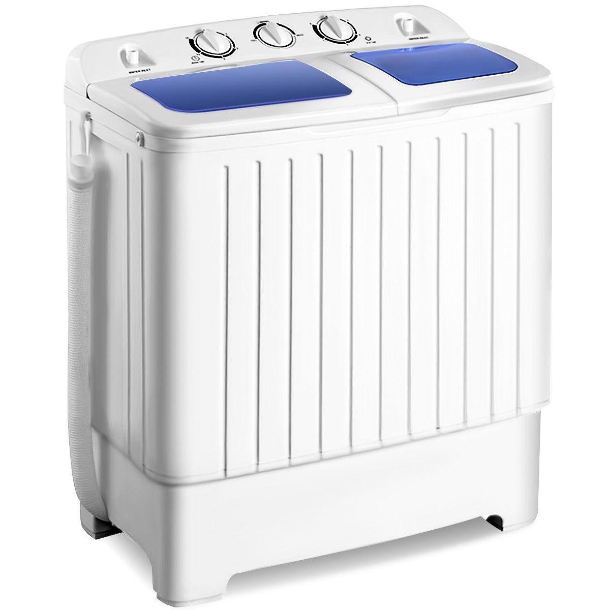 HONGGE - Portable Compact Twin Tub Washing Machine with Spinner and Wash Timer for Home Use - White