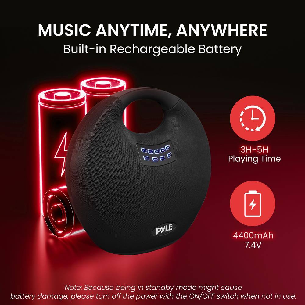MUSIC ANYTIME, ANYWHERE  
Built-in Rechargeable Battery  

3H-5H Playing Time  

4400mAh 7.4V  

Note: Because being in standby mode might cause battery damage, please turn off the power with the ON/OFF switch when not in use.