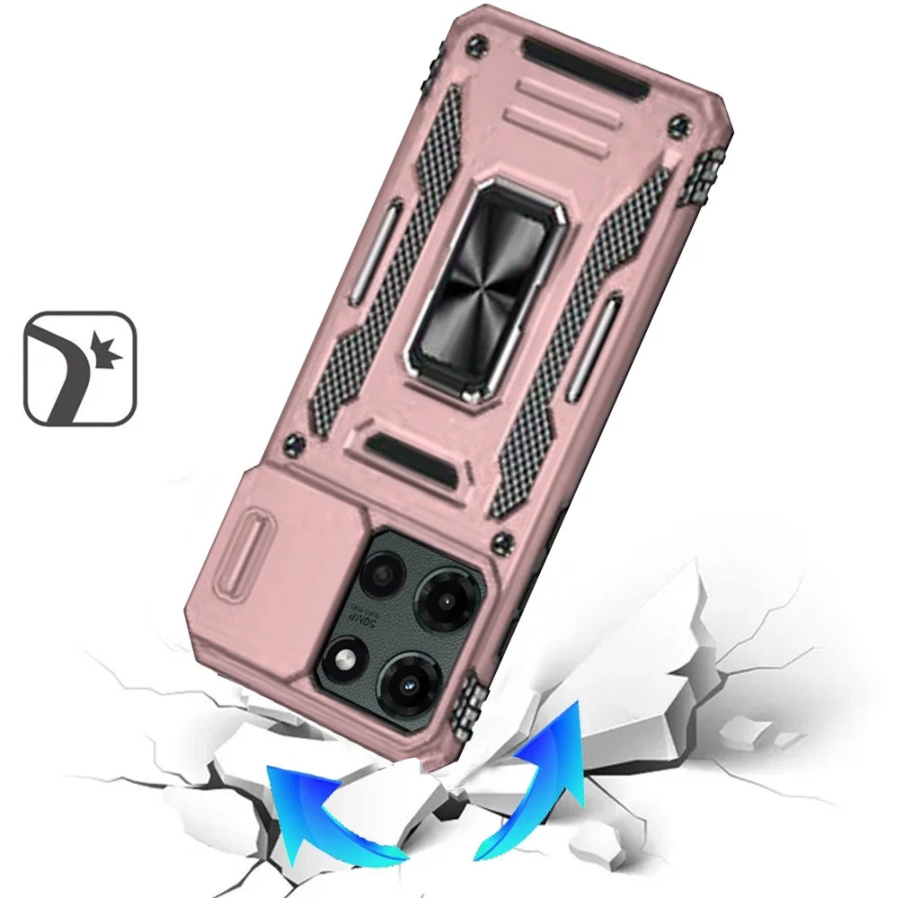Left. Kitcheniva - Shockproof Ring Stand Case For Moto G Stylus 2025 2026 With Sliding Camera Lens Cover Rose Gold - Rose Gold.