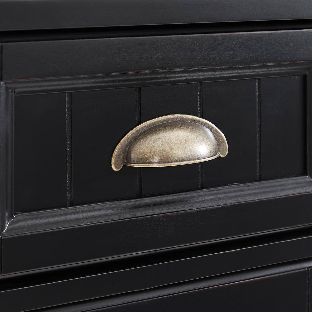 Alt View 7. Crosley Furniture - Seaside Tall Linen Storage Cabinet - Distressed Black.