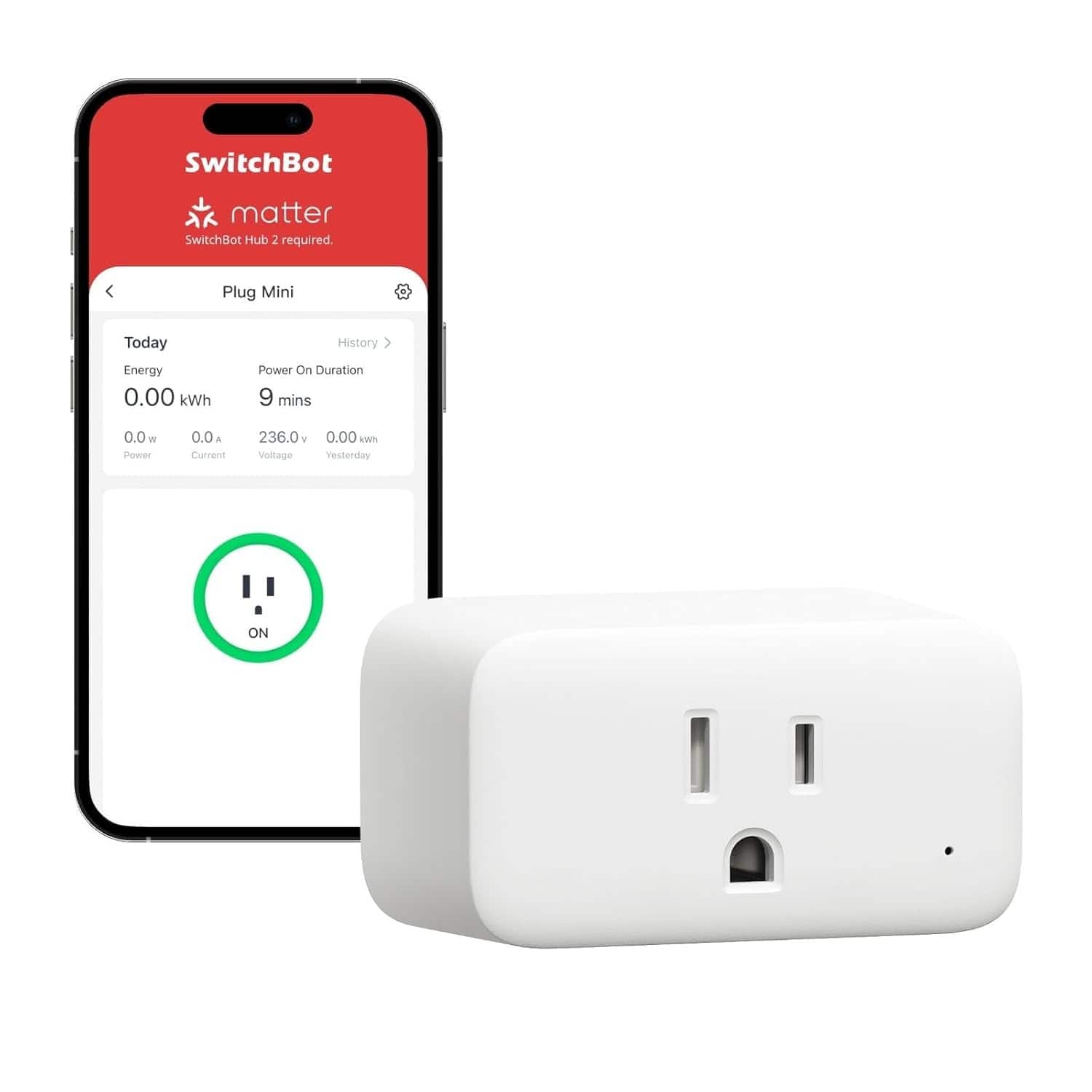 MOSZAR LLC - SwitchBot Smart Plug Mini – 15A, Energy Monitor, Works with Alexa & Google - White