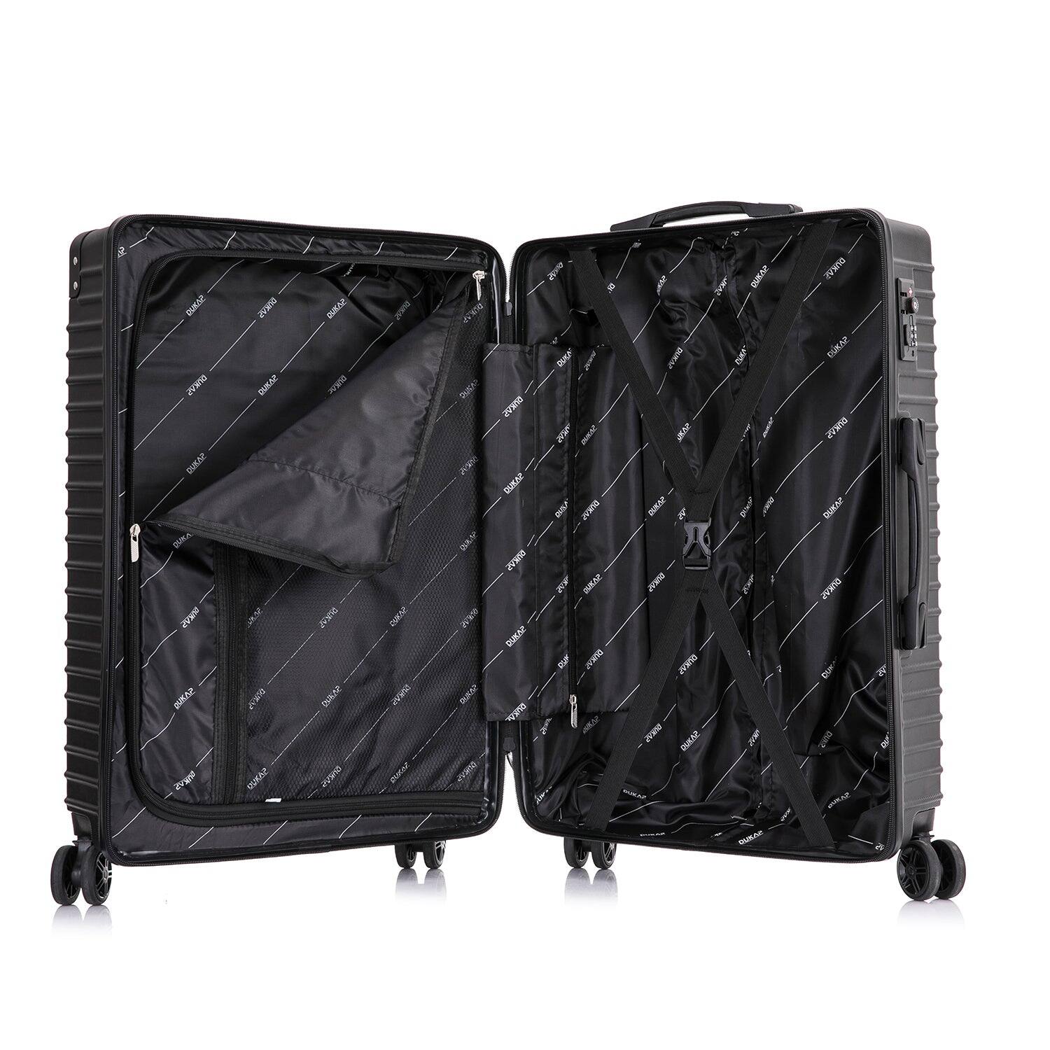 The text on the image appears to be a mix of letters and numbers, possibly part of a design or pattern on the suitcase. Here is the corrected and grouped text:

- DUKAP
- DURAC
- DURA
- JUAP
- IA
- ang
- DURAC
- RD
- I
- E
- DIEA
- DUAN
- a
- K
- DUE
- i
- CONOA
- BUKAR
- BURA
- DMKSZ
- DUMN
- a
- 5
- WAP
- I
- a
- E
- IP
- S
- DUKAP
- Bg
- 2
- BUKM
- wa
- araro
- UKAP
- DUEAP
- DRA
- CAF
- B
- 2
- CUMM
- EVano
- EUKse
- 2304
- DUKA?
- DMKAZ
- E
- A
- a
- a

This text seems to be part of a design or branding on the suitcase, but it doesn't form coherent