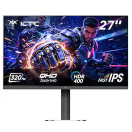 KTC - H27E16 27 Inch Gaming Monitor, 320Hz Fast IPS, 2K QHD 1440P, 1ms MPRT, HDR400, 550 Nits, HDMI 2.1 & DP 1.4 - Black