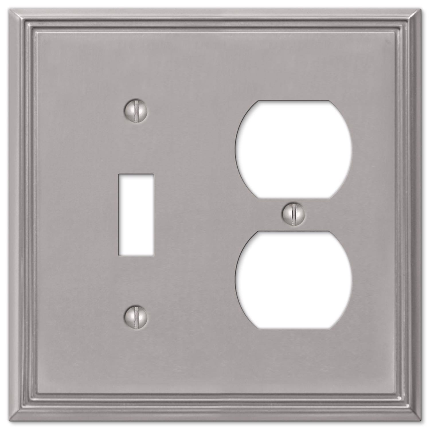 Angle. AMERELLE - Amerelle Metro Brushed Nickel 2 gang Die-Cast Metal Toggle Wall Plate 1 pk - Nickel.