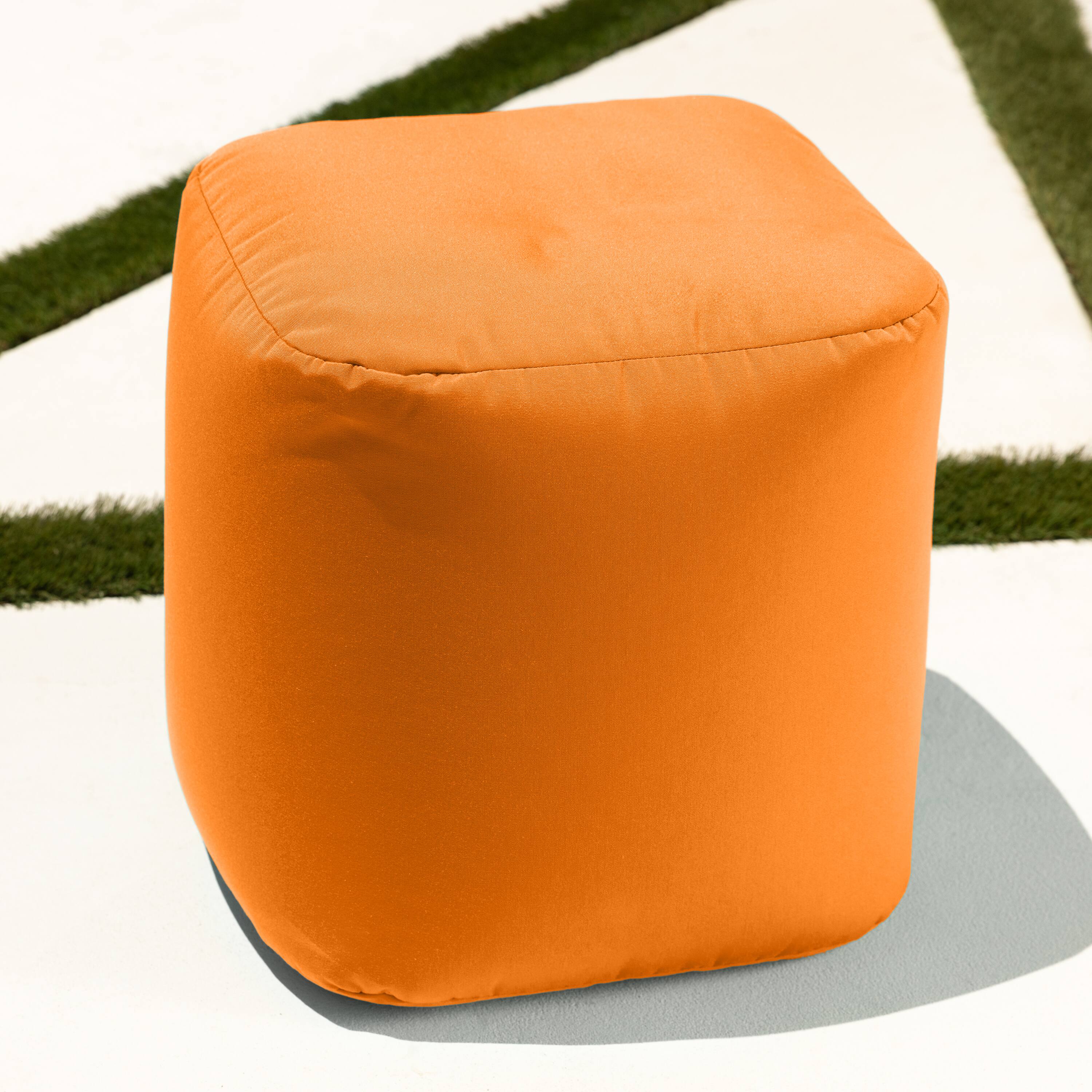 Back. Jaxx - Jaxx Luckie Outdoor Patio Bean Bag Ottoman, Tangerine - Tangerine.