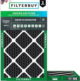 Filterbuy - 17x25x1 MERV 10 Odor & Allergy Defense, Electrostatic Pleated HVAC AC Furnace Air Filters Replacement (2-Pack) - Black