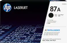 hp LASERJET CF287A 87A A Black Tinta Negra Noire Print Cartridge Cartouche d'Impression Cartucho de Impresin JETINTELLIGENCE More. Pages, performance and protection. Plus. Pages, performance et protection. Ms. Pginas, desempeo y proteccin. HP LaserJet Pro/HP LaserJet Enterprise M501, M506, MFP M527