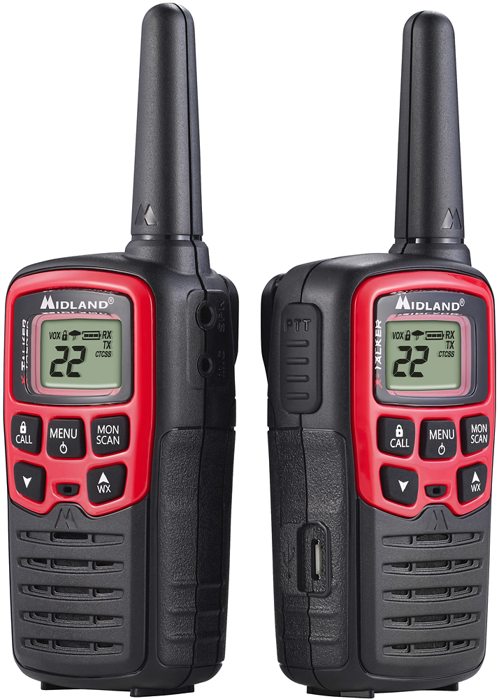 Angle View: Midland - Pair of T31 FRS Radios - 26 Miles - Black/Red