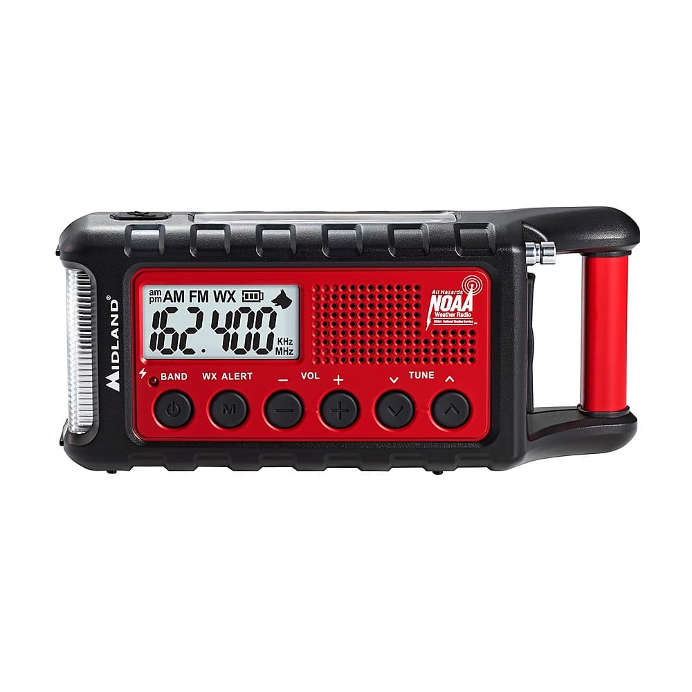 Midland - E+READY Emergency Crank Weather Alert Radio - Black/Red - Front_Zoom
