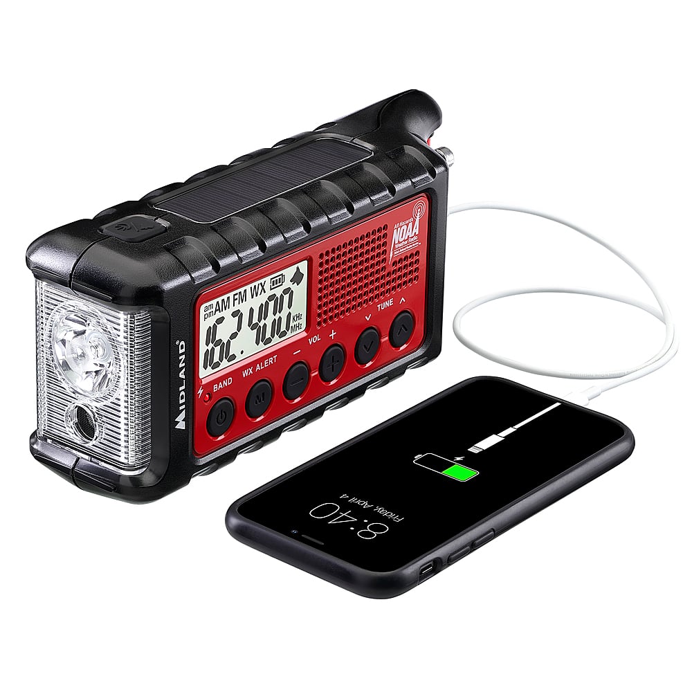 Alt View 12. Midland - E+READY Emergency Crank Weather Alert Radio - Black / Red.