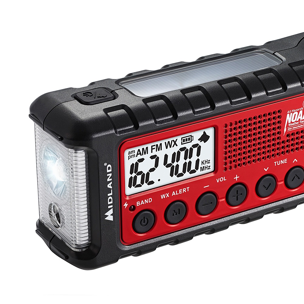 Left View: WeatherX - AM/FM Weather-Band Radio - Red