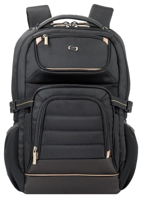 Front Zoom. Solo New York - Pro Laptop Backpack for 17.3" Laptop - Black/Gold.