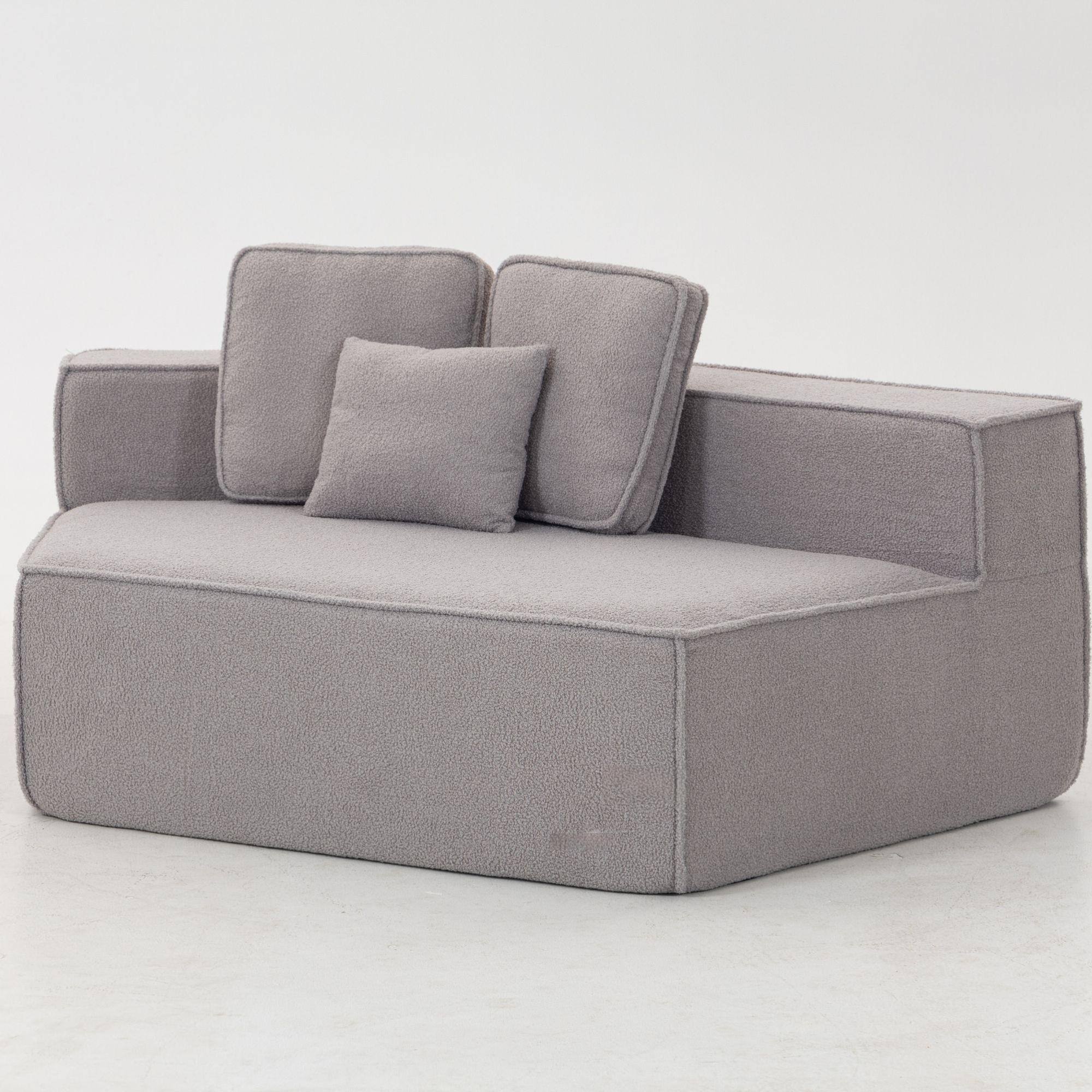 Alt View 6. GOODSILO - Soft Teddy Fleece Single Sofa Chair with Wide Seat and Back Cushions for Cozy Lounging in Small Spaces - Grey.