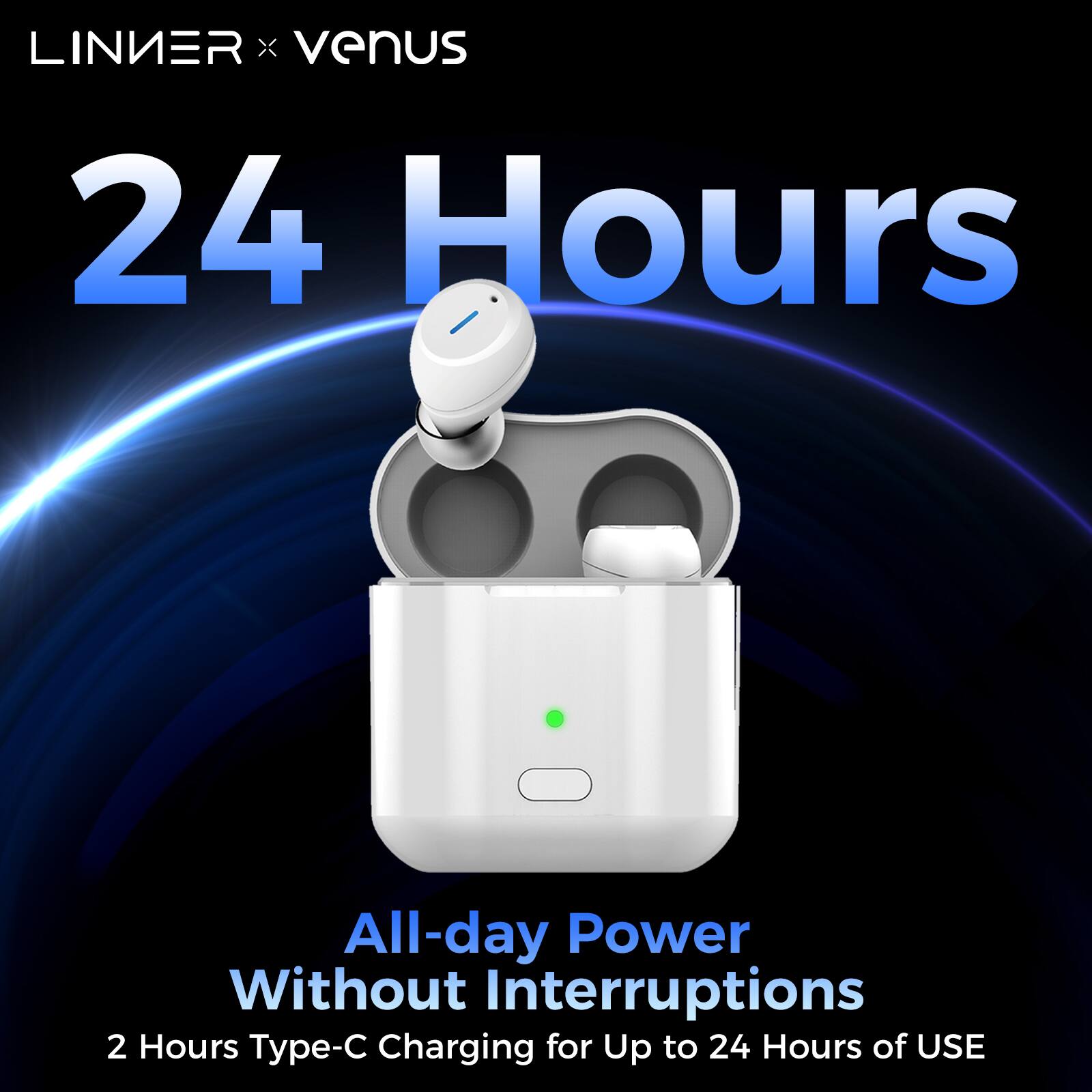 Linker X Venus 24 Hours All-day Power Without Interruptions 2 Hours Type-C Charging for Up to 24 Hours of Use