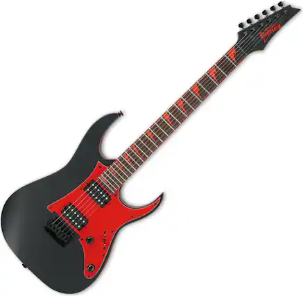 Front. Ibanez - Ibanez GRG131DX GRG 6-String Solid-Body Electric Guitar, Right, Black Flat.