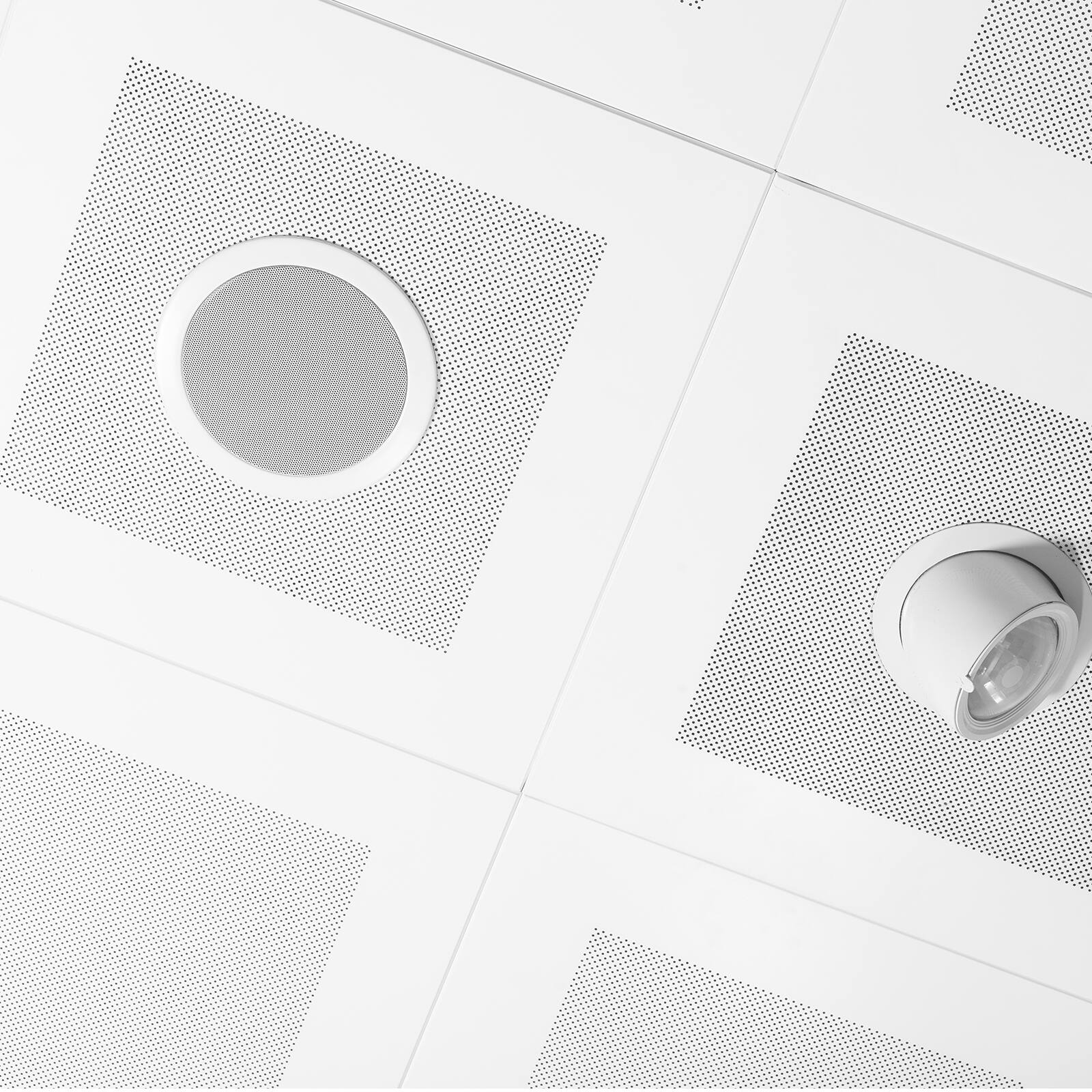 Alt View 5. Unique Bargains - Ceiling In-Wall Speaker Grille Cover and Base, Round Metal Magnetic Dust Cover for Sound System - White.