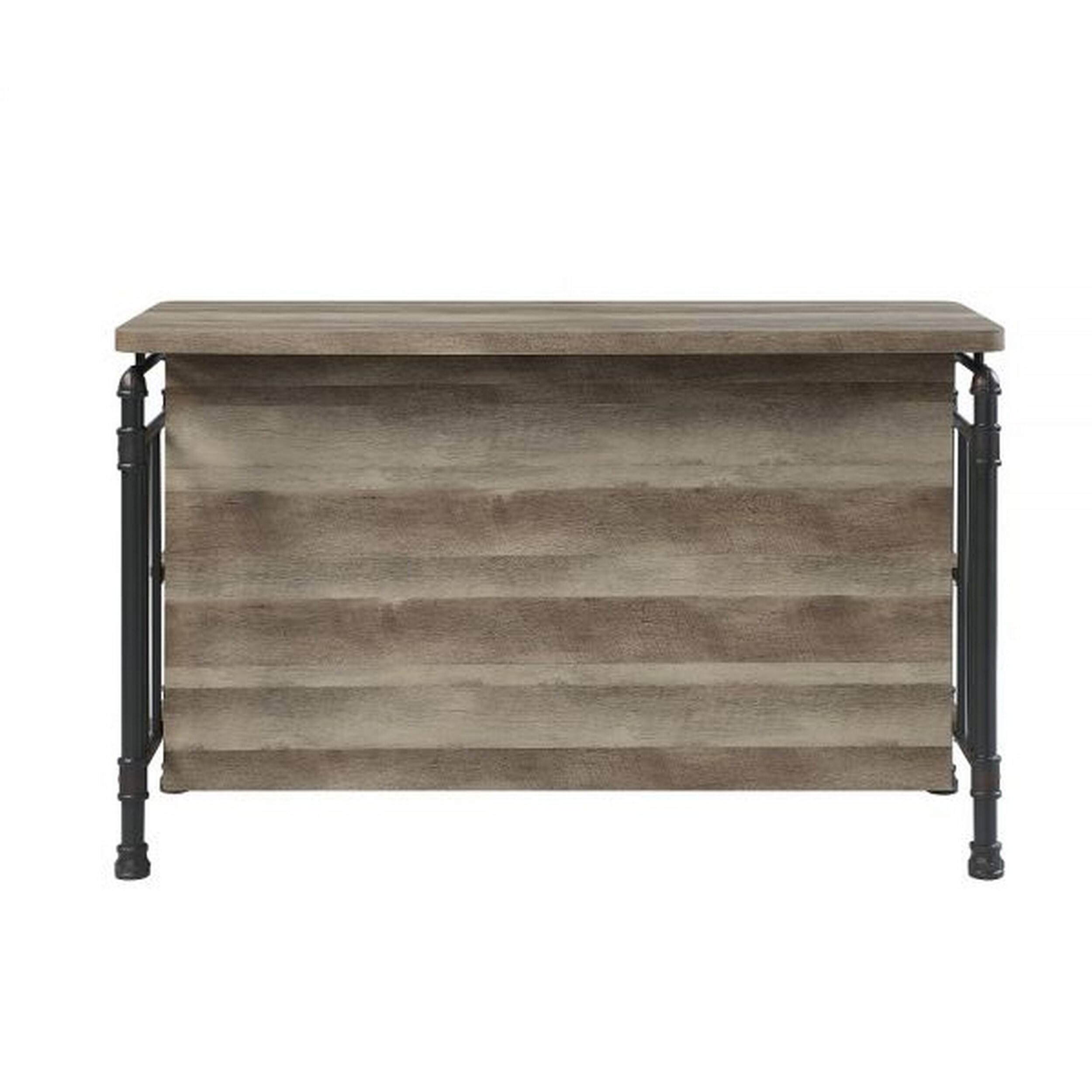 Left. Manhattan Lane - 59 Inch Kitchen Island with 2 Shelves - Brown, Gray.