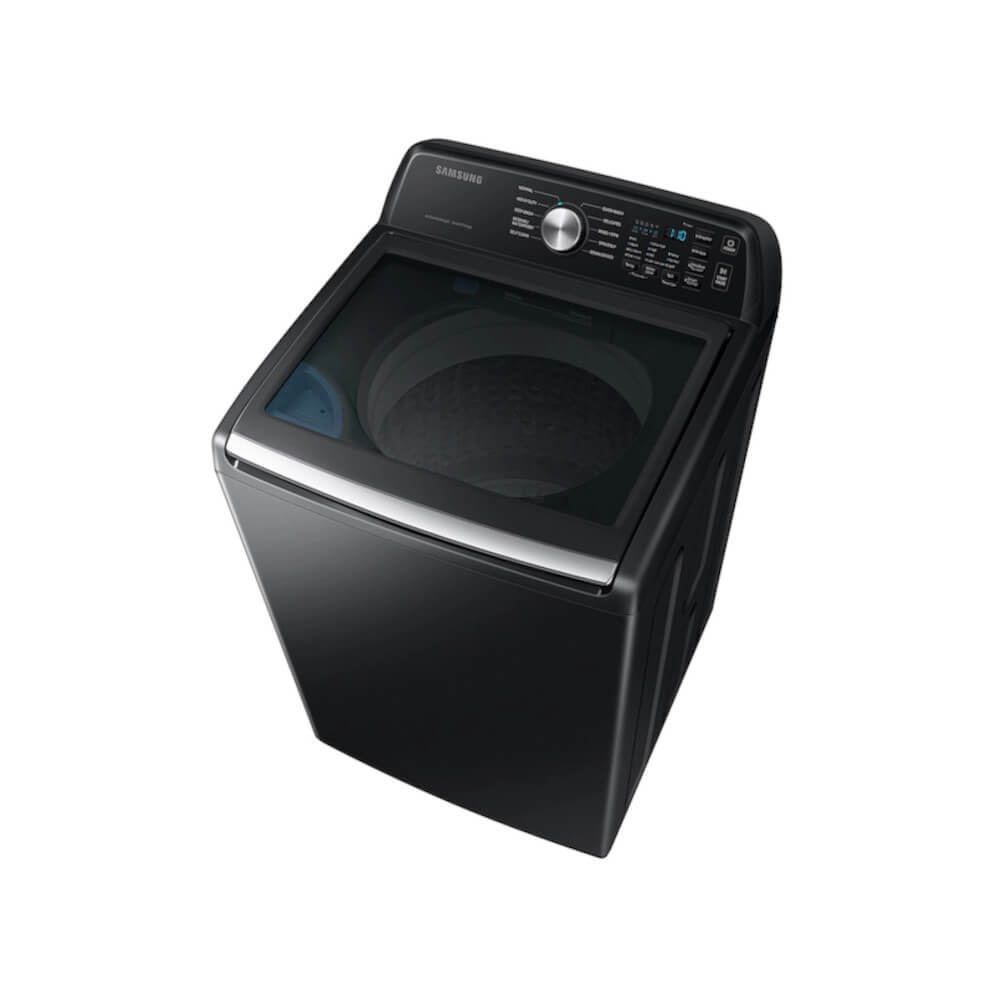 Alt View 4. Samsung - Samsung Smart 4.7 Cu Ft Top Load Washer & 7.4 Cu Ft Electric Dryer, Sensor Stops Overdrying, Low Vibration Quiet Wash, W - Black.