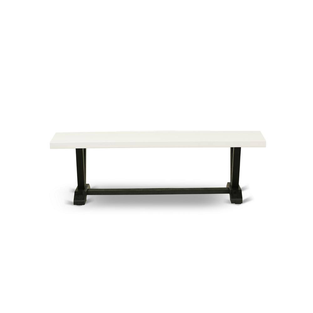 Left. East West Furniture - East West Furniture V-Style Modern Dining Table Bench with Solid Wood Seat - Brown.