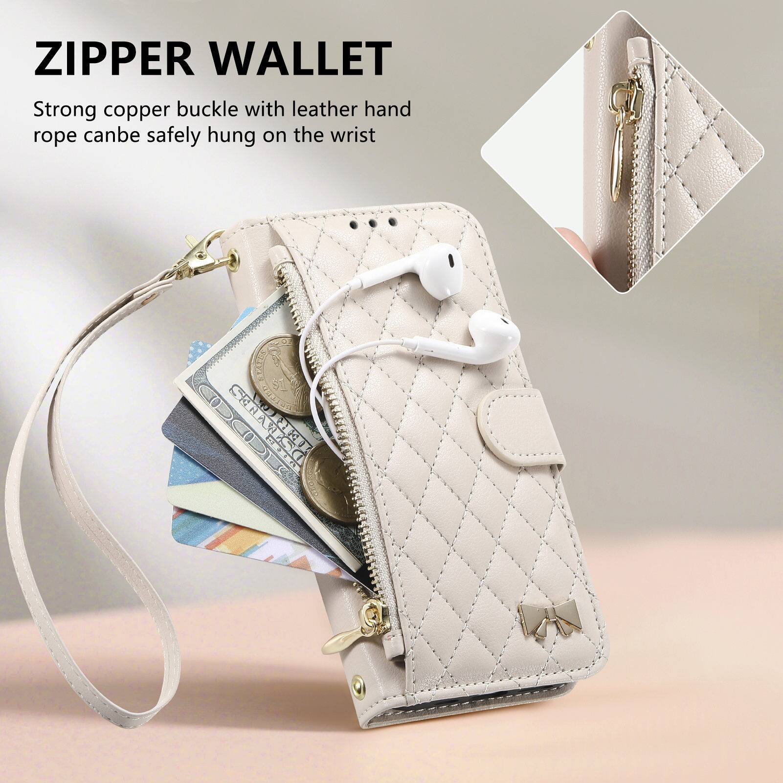 ZIPPER WALLET

Strong copper buckle with leather hand rope can be safely hung on the wrist