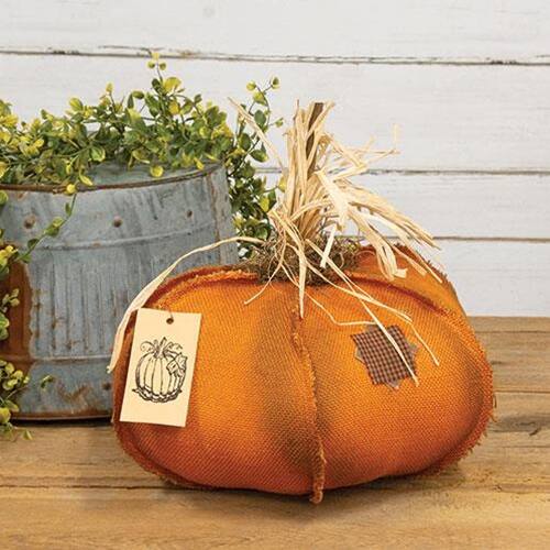 Angle. BreeBe - *Orange Burlap Patches Pumpkin 15" - Orange.