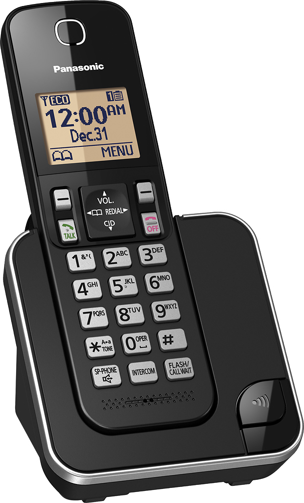 Angle View: Panasonic - KX-TGC350B DECT 6.0 Expandable Cordless Phone System - Black