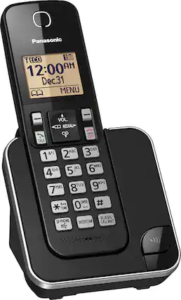 Angle. Panasonic - KX-TGC350B DECT 6.0 Expandable Cordless Phone System - Black.