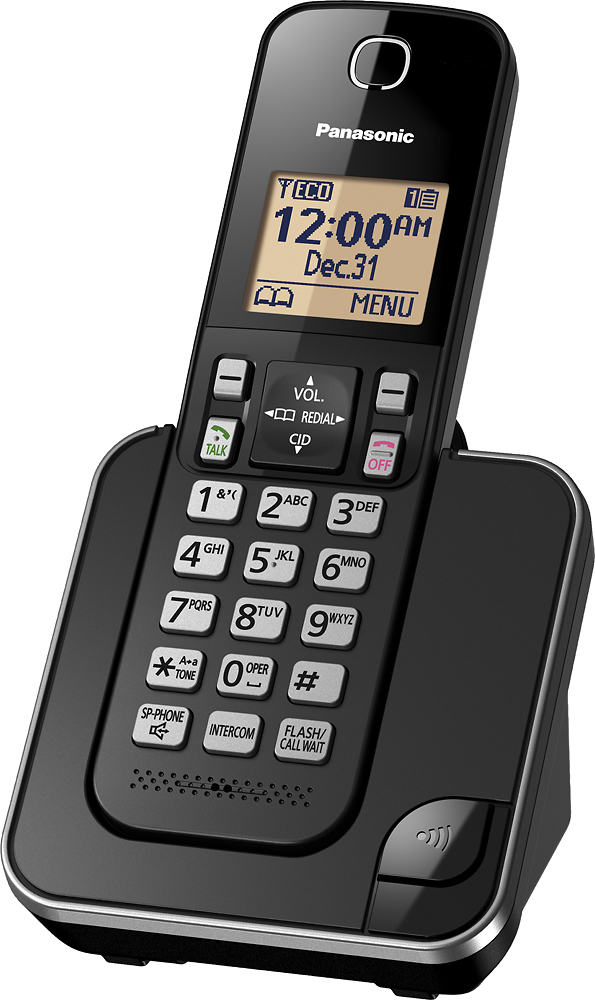 Left View: Panasonic - KX-TGC350B DECT 6.0 Expandable Cordless Phone System - Black