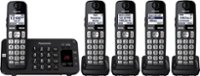 Angle Zoom. Panasonic - KX-TGE445B DECT 6.0 Expandable Cordless Phone System with Digital Answering System - Black.
