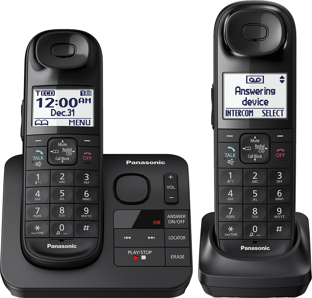 Angle View: Panasonic - KX-TGL432B DECT 6.0 Expandable Cordless Phone System with Digital Answering System - Black