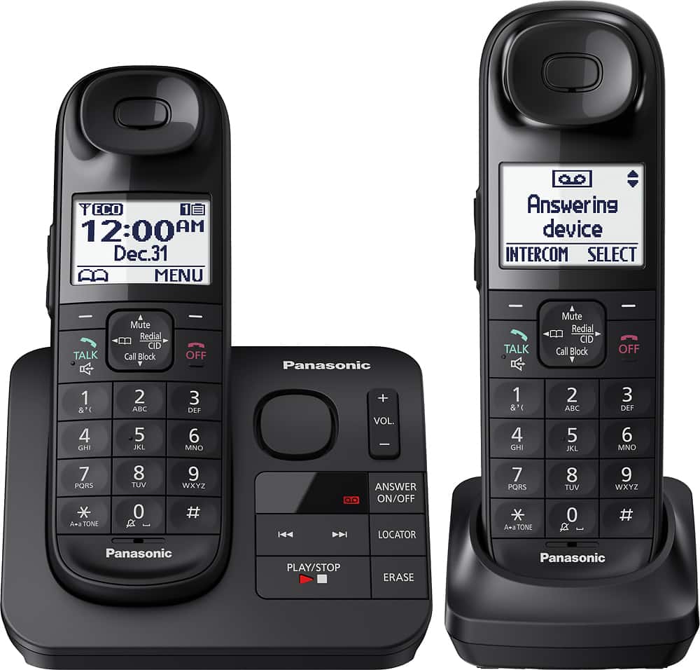Angle. Panasonic - KX-TGL432B DECT 6.0 Expandable Cordless Phone System with Digital Answering System - Black.