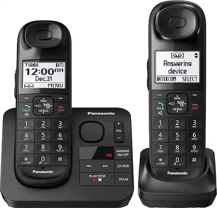 Angle. Panasonic - KX-TGL432B DECT 6.0 Expandable Cordless Phone System with Digital Answering System - Black.