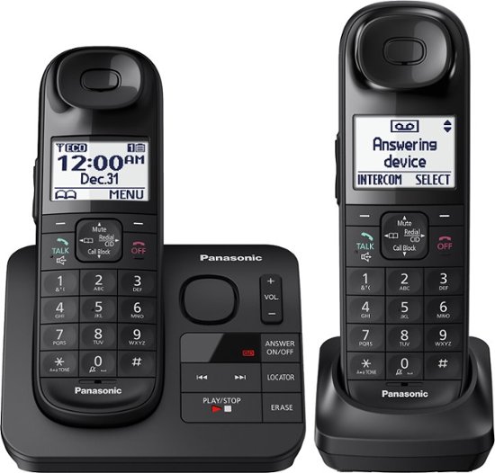 Angle Zoom. Panasonic - KX-TGL432B DECT 6.0 Expandable Cordless Phone System with Digital Answering System - Black.