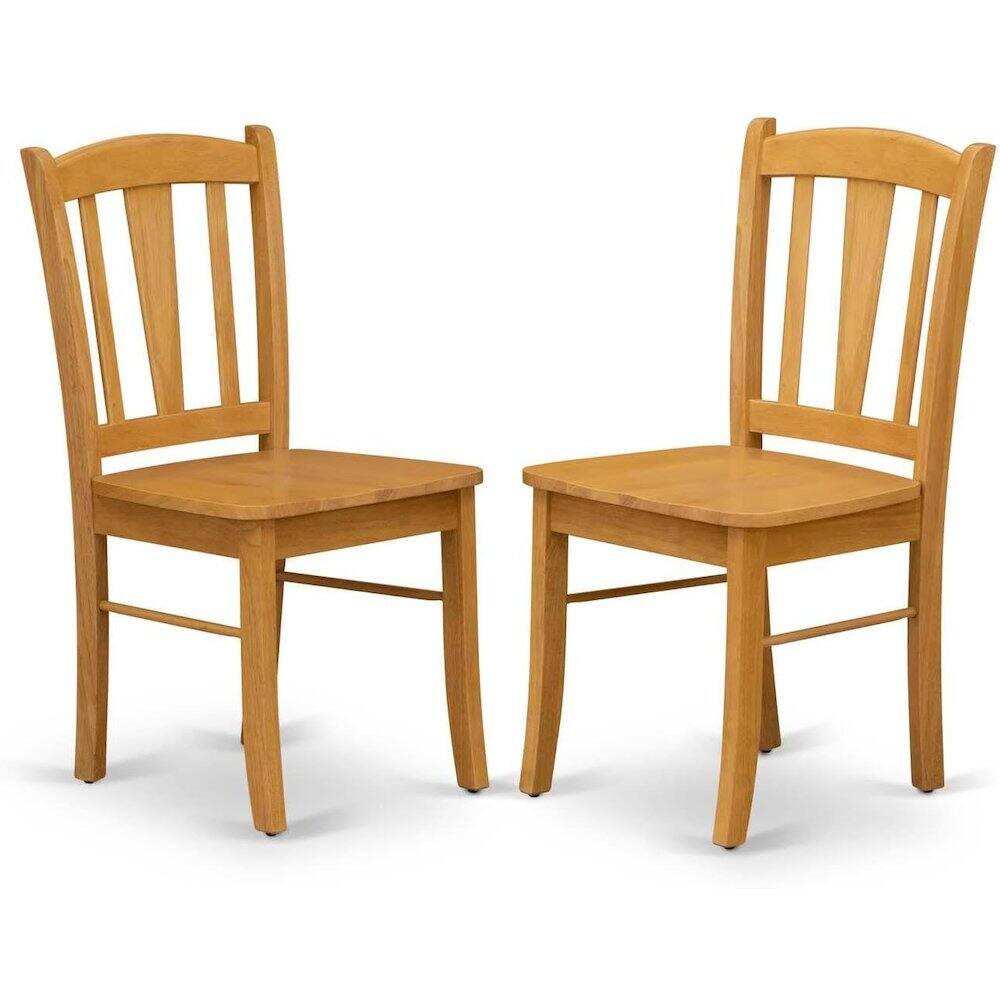 Back. East West Furniture - AMDL3-OAK-W - 3-Piece Dining Room Table Set- 2 Modern Dining Room Chair and Dining Table - Wooden Seat and Slatted - Oak.