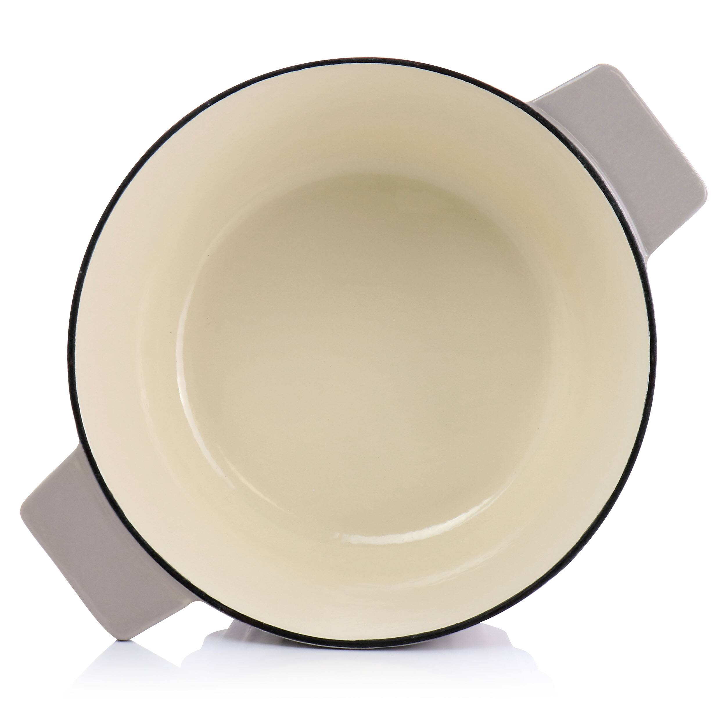 Alt View 4. Martha Stewart - Martha Stewart Eastholm Enameled Cast Iron 3 Quart  Embossed Stripe Dutch Oven with Lid in Warm Grey - Warm Grey.