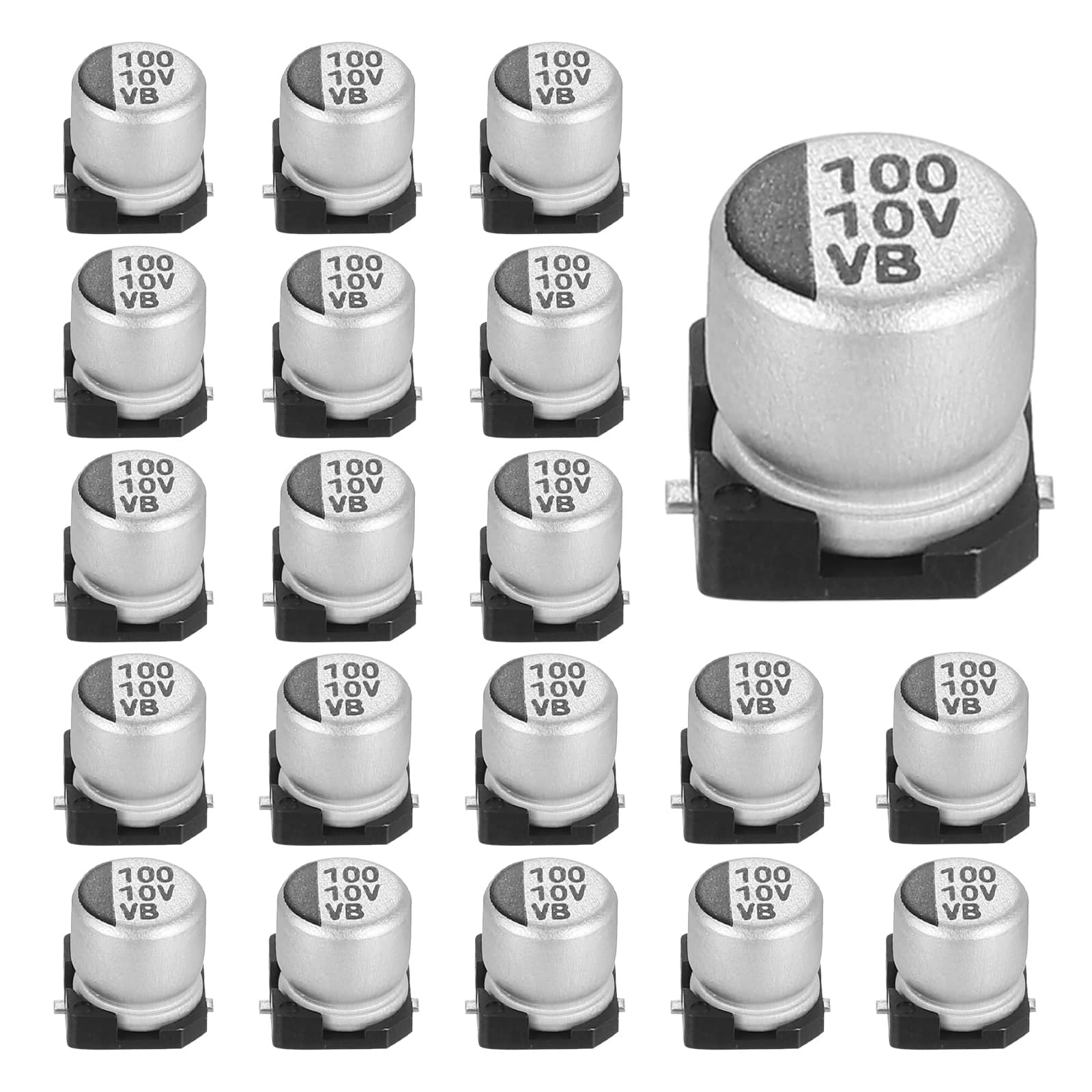 Unique Bargains - 100uF 10V SMD Aluminum Electrolytic Capacitor, Low Impedance, 5x5.4mm, 20pcs, for TV/Computer/DIY - Silver price history on PriceWatchPro
