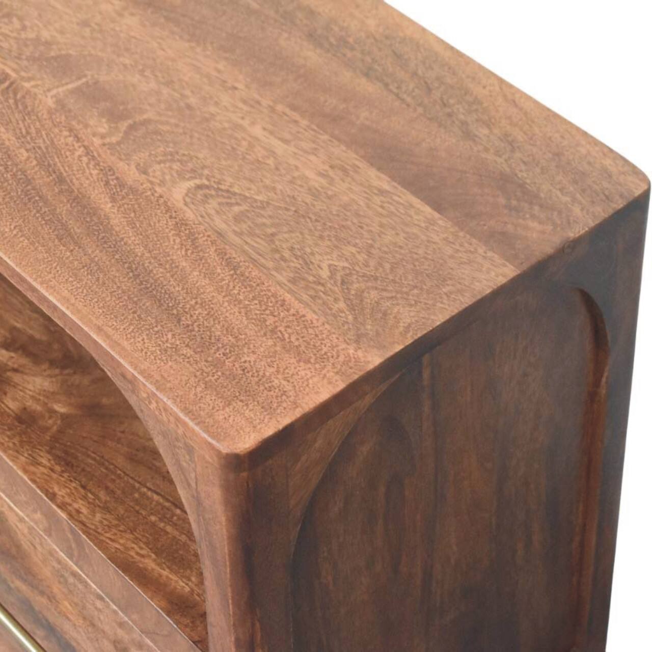 Alt View 1. Artisan Furniture - Artisan Furniture Solid Wood Arc-Line Media Console, 2 Drawers and 1 Shelf, Brown - Brown.