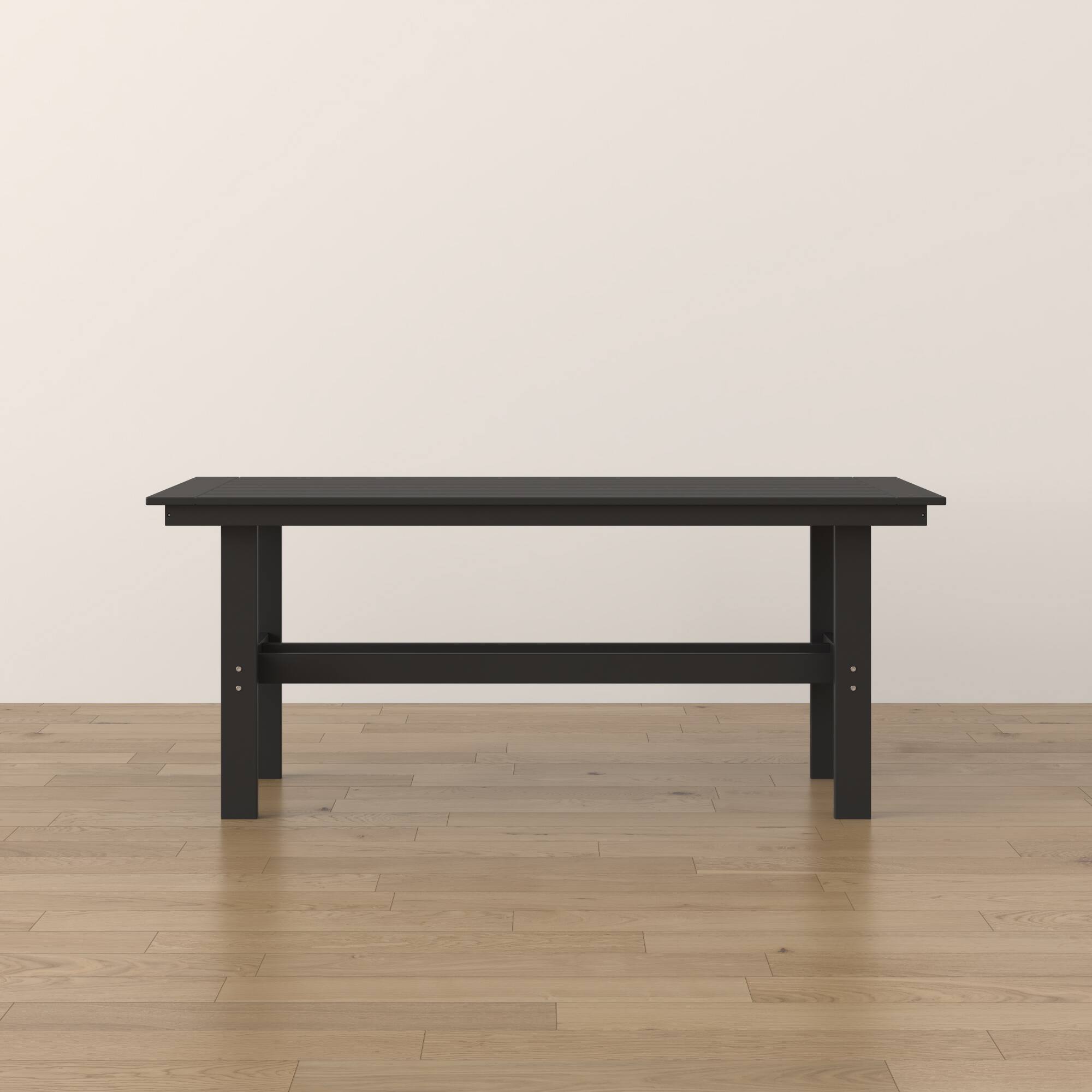 Alt View 4. Famapy - HDPE Outdoor Dining Table with Umbrella Hole & Cap-Solid Panel Patio Table for 8 People Weatherproof & Low Maintenance - Black.