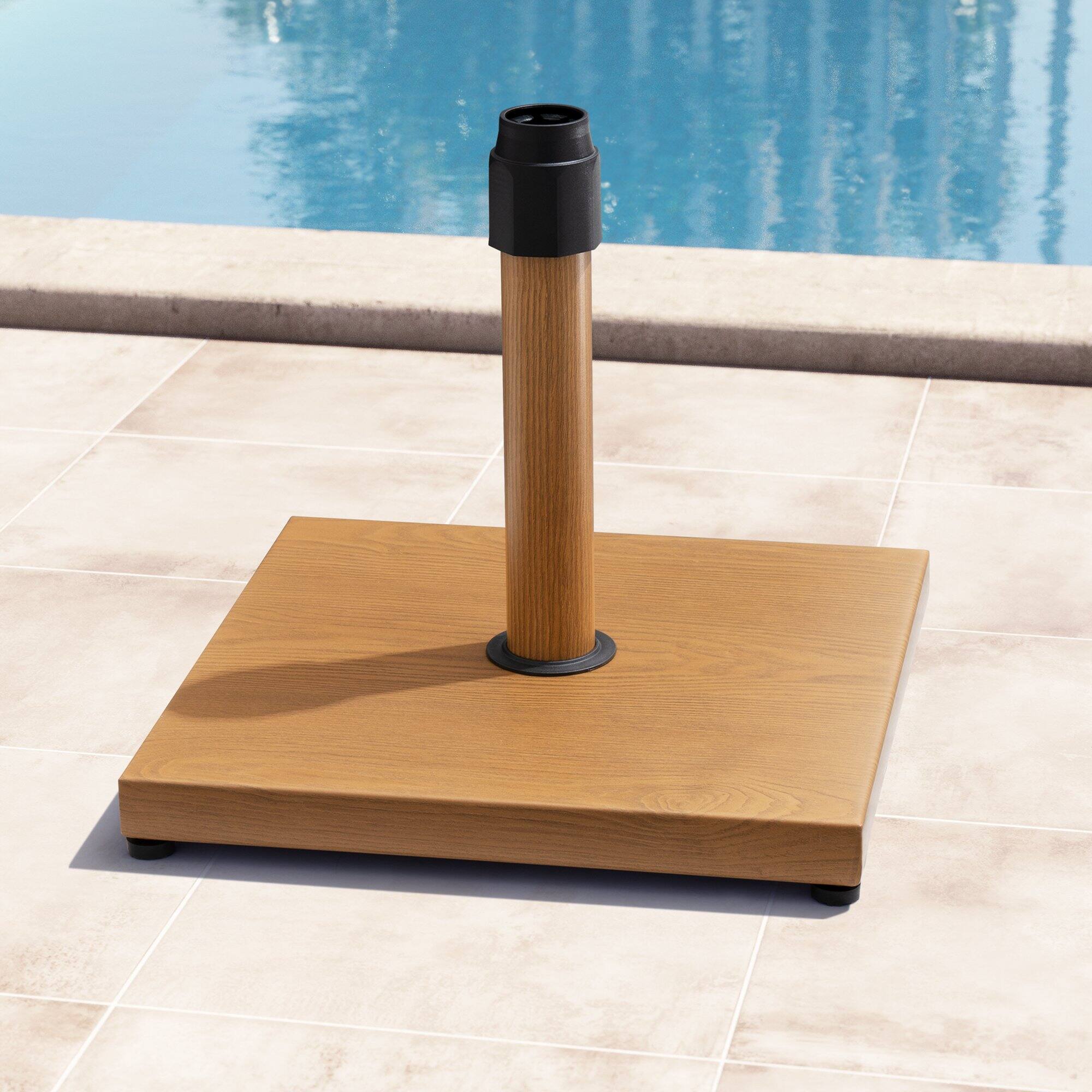 Angle. Crestlive Products - Crestlive Products 45lbs Wind-Resistant Heavy Duty Patio Umbrella Base for Outdoor Use with Windproof Design - Brown.