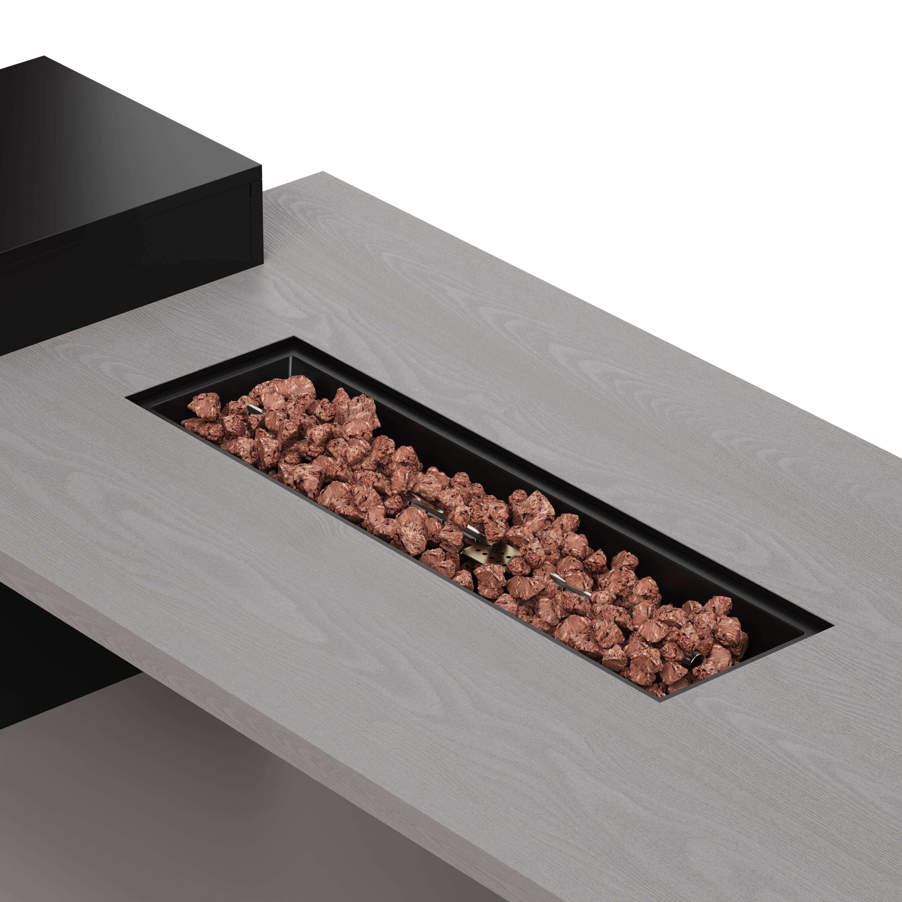 Alt View 3. Famapy - 60,000 BTU Outdoor Propane Fire Pit Table with Hidden Tank Storage, Weather Cover and Storage Cabinet - Black & Gray.