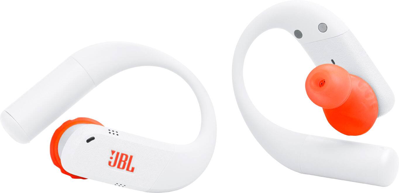 Angle. JBL - Endurance Peak 4 - TRUE Wireless Bluetooth Noise Cancelling Sport In-Ear Earbuds - 2027 - White / Orange.