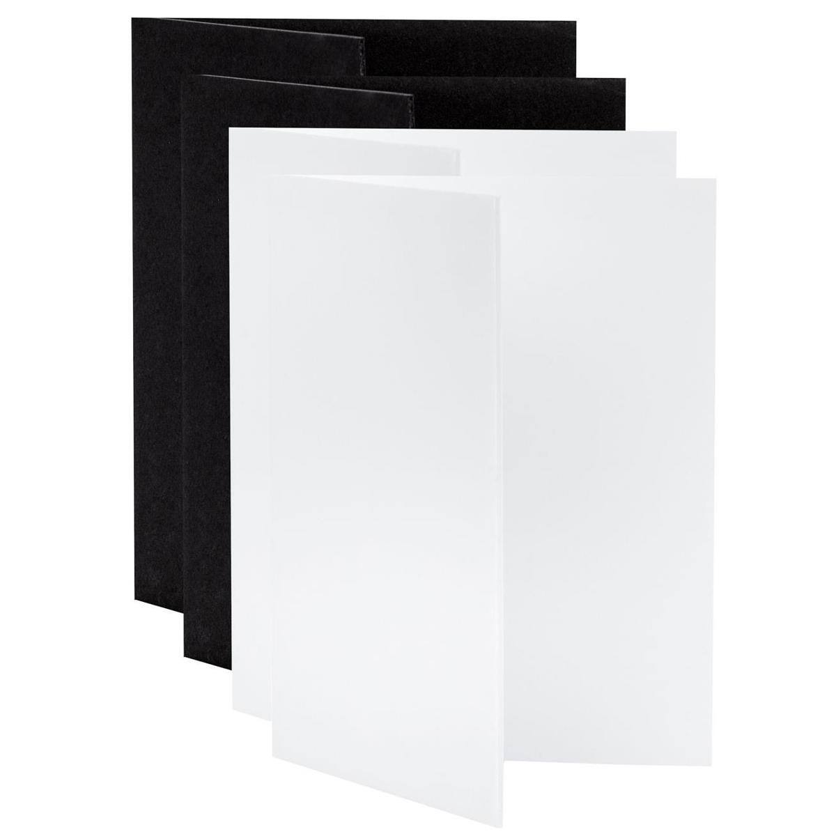 Front. V-FLAT WORLD - V-FLAT WORLD Tabletop V-Flat Small (18"x12"), 4-Pack, 2-White  2-Black.
