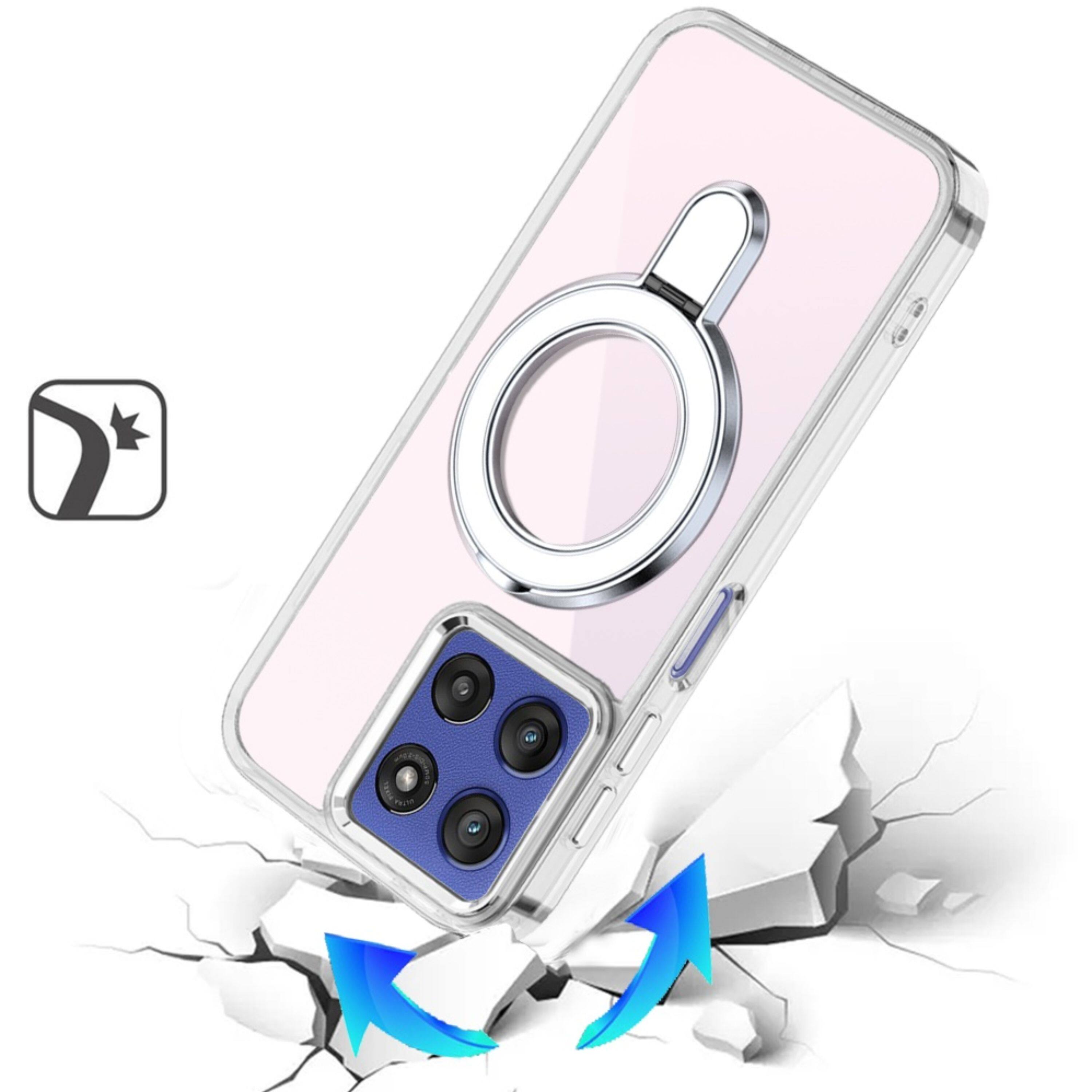 Angle. Kitcheniva - Chrome Magnetic Circle Stand Case Plus Tempered Glass For Moto G Stylus 2026/2025 Clear - Clear.