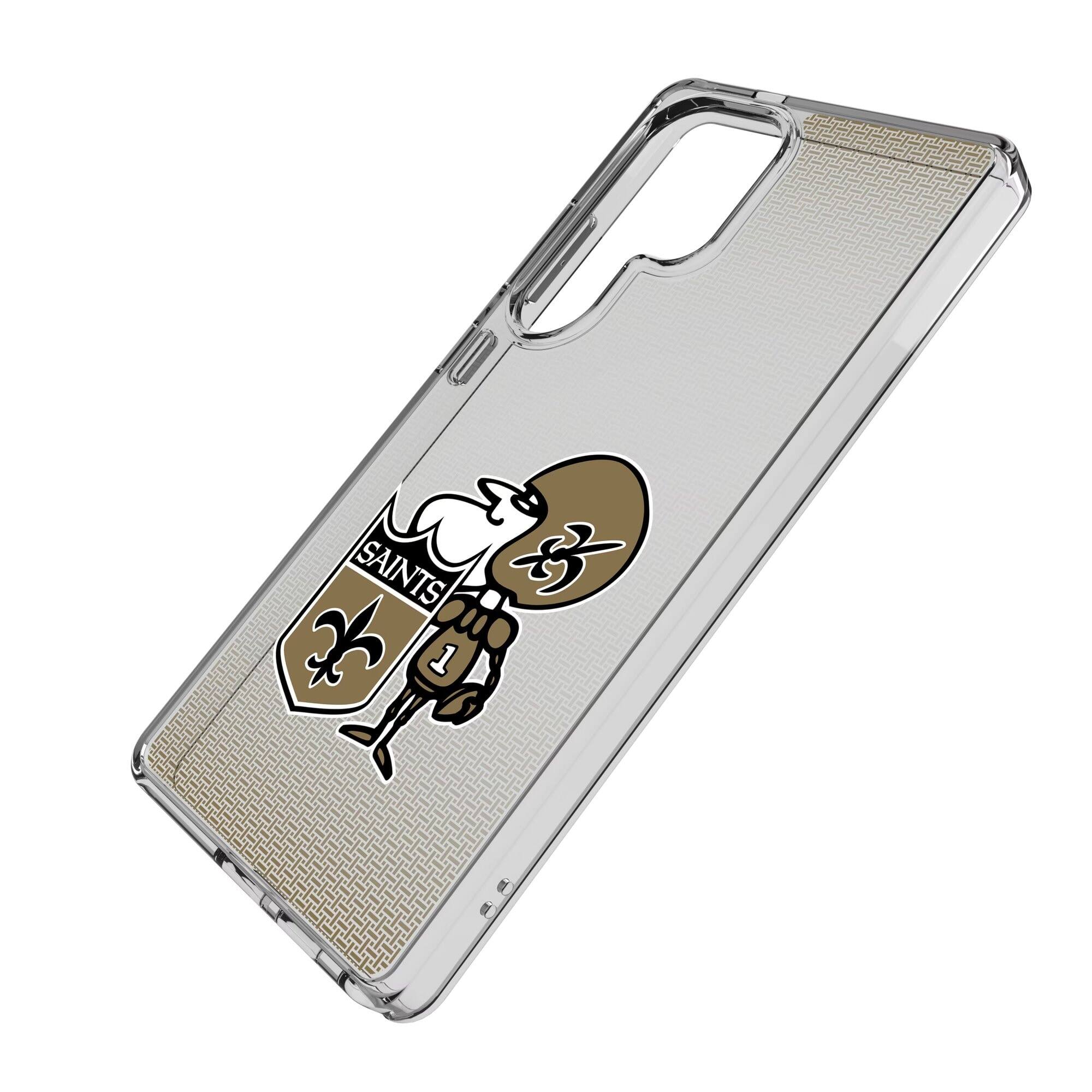 Alt View 1. Keyscaper - New Orleans Saints Linen Logo Galaxy Clear Case - S24 Ultra - Multicolor.