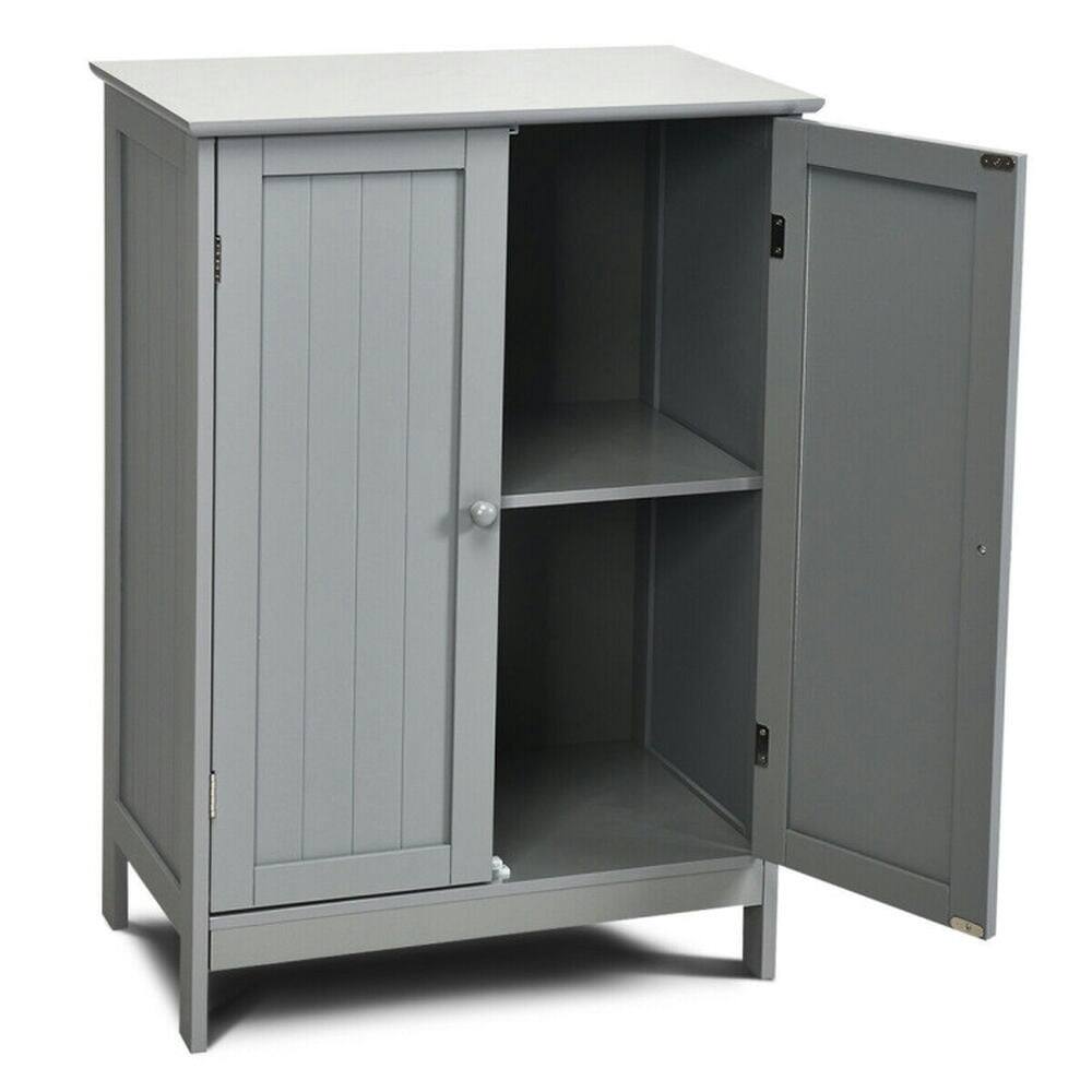 Alt View 5. Kadyn - Bathroom Floor Storage Double Door Cupboard Cabinet-Gray, Bathroom Cabinets for Entryway Storage, Home Office Furniture - Gray.