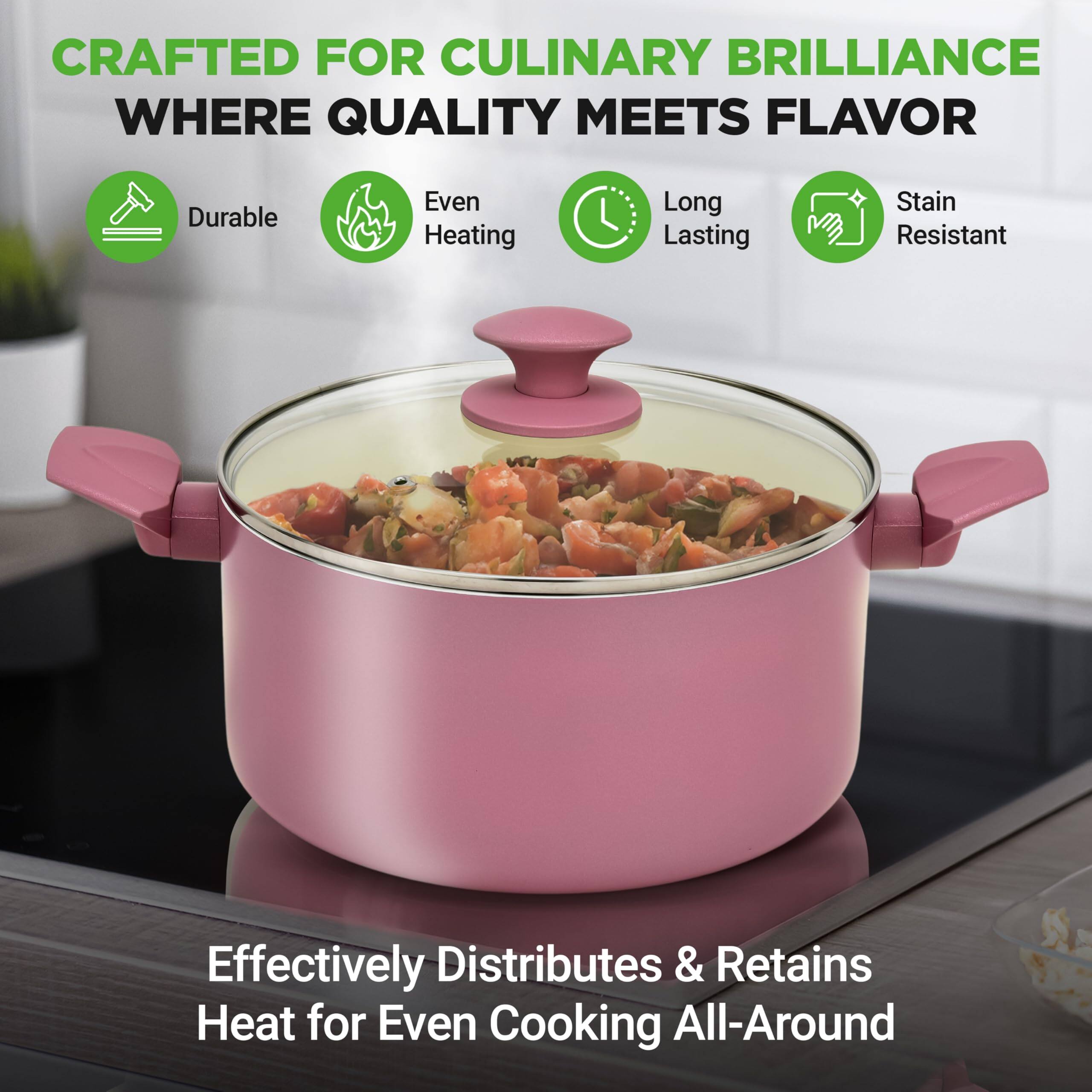 CRAFTED FOR CULINARY BRILLIANCE  
WHERE QUALITY MEETS FLAVOR

- Durable
- Even Heating
- Long Lasting
- Stain Resistant

Effectively Distributes & Retains Heat for Even Cooking All-Around